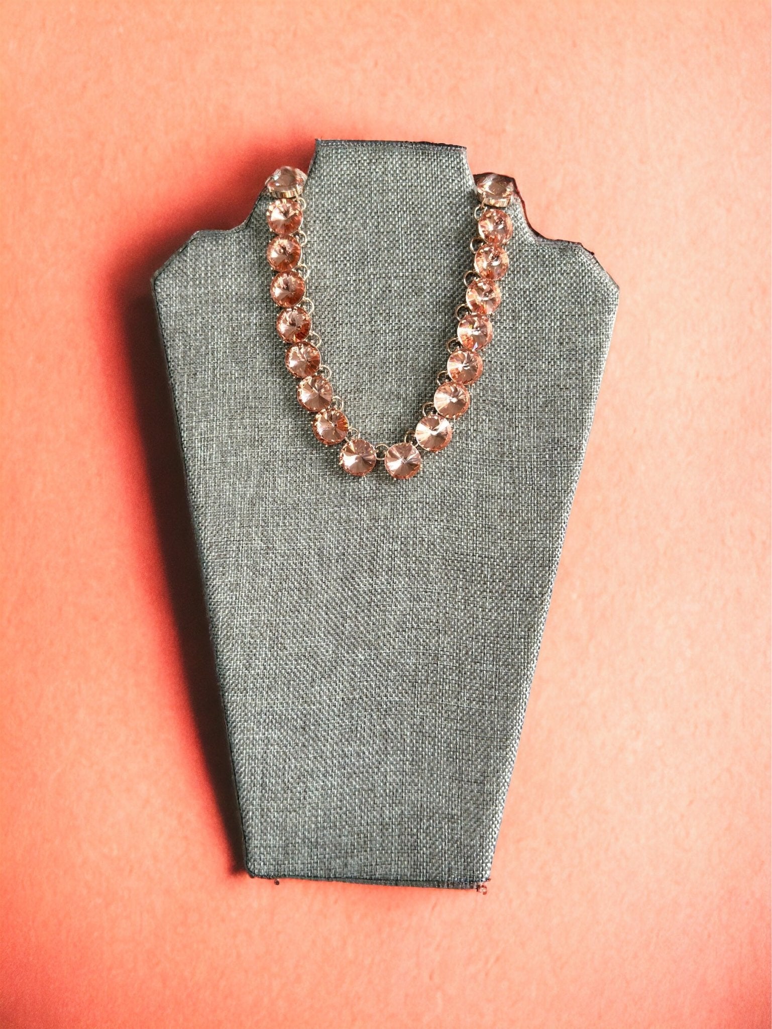 Peach Round Stone Link Evening Necklace and Earring Set - Reed House of Jewels