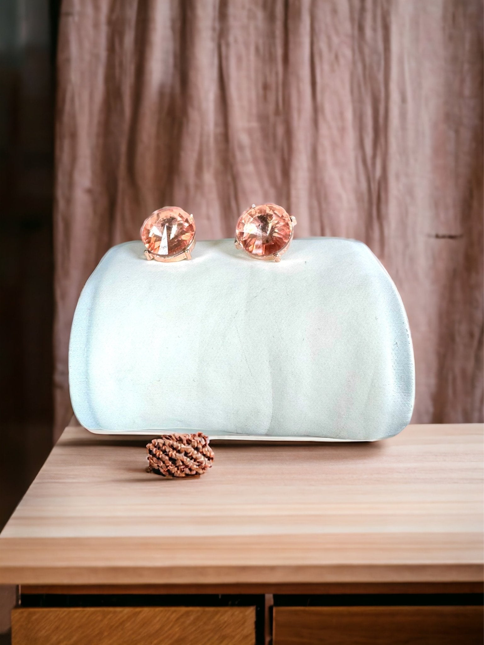 Peach Round Stone Link Evening Necklace and Earring Set - Reed House of Jewels