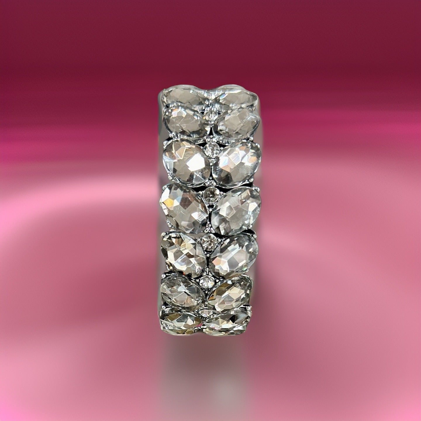 Black Diamond Oval Stone Cluster Stretch Evening Bracelet - Reed House of Jewels