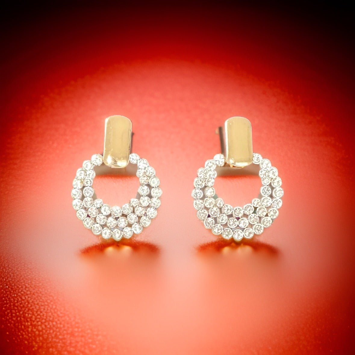 Rhinestone Cluster Open Circle Earrings - Reed House of Jewels