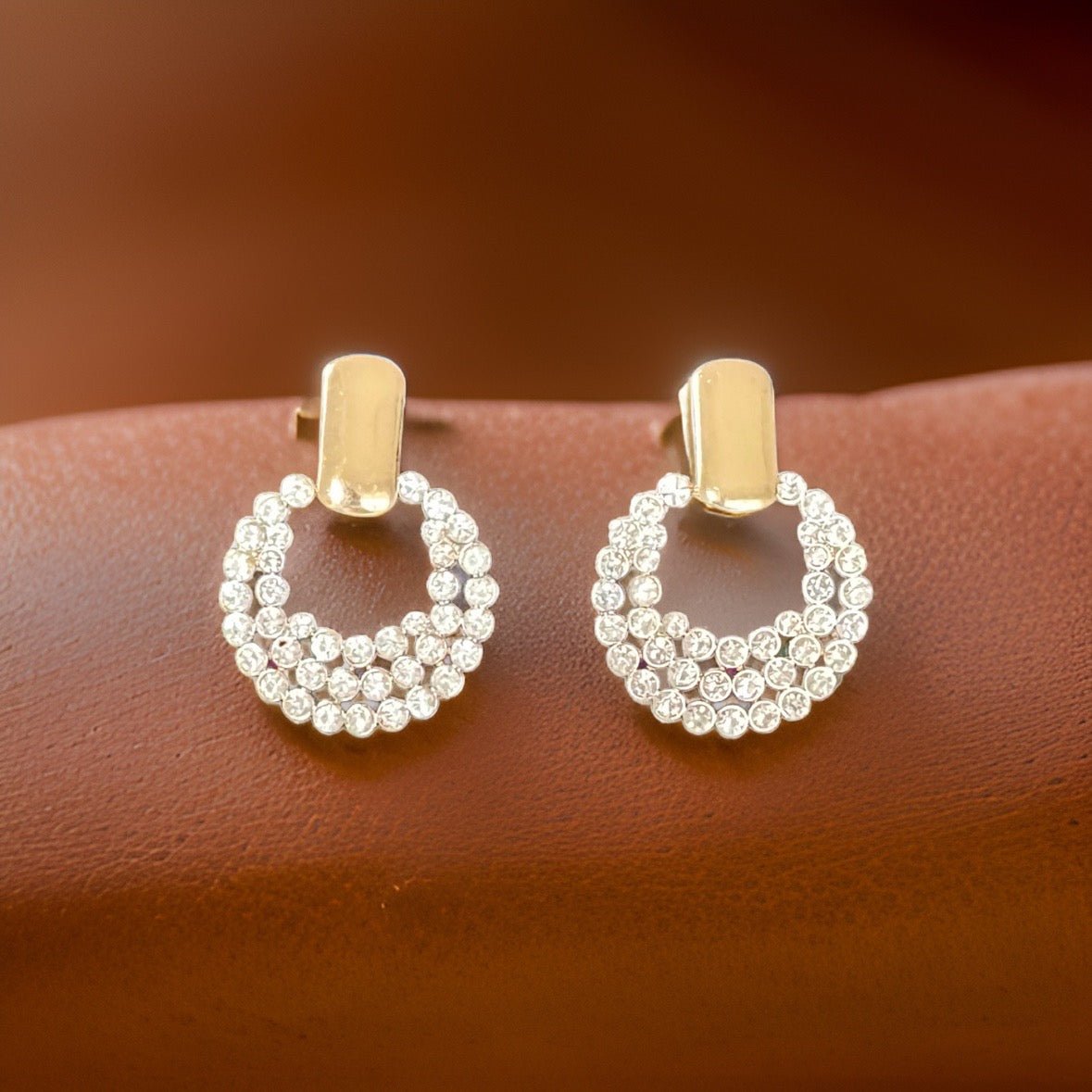 Rhinestone Cluster Open Circle Earrings - Reed House of Jewels