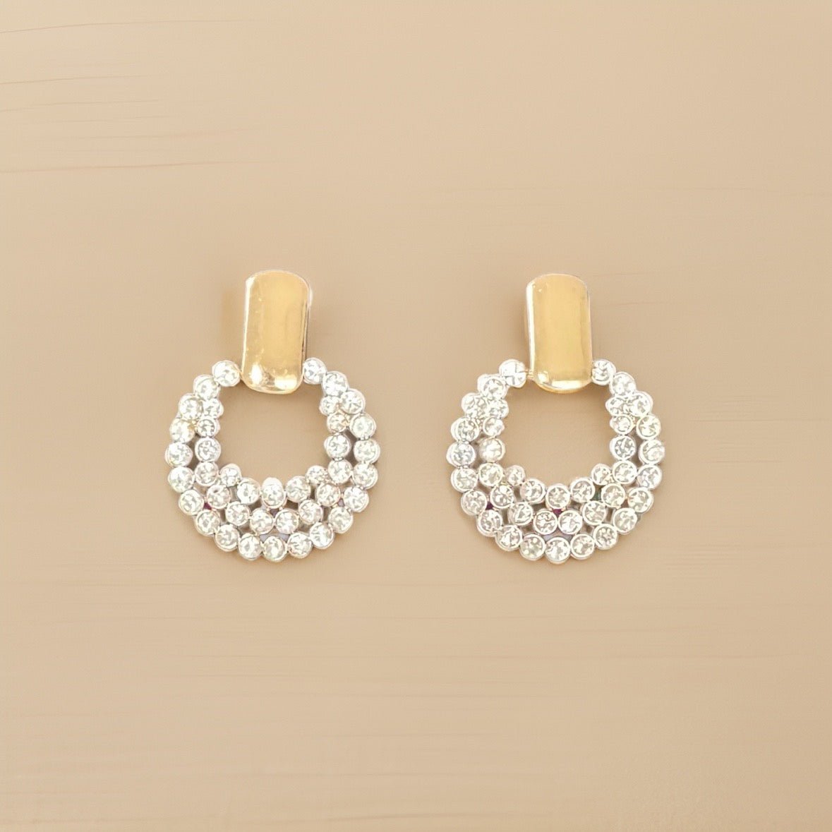 Rhinestone Cluster Open Circle Earrings - Reed House of Jewels