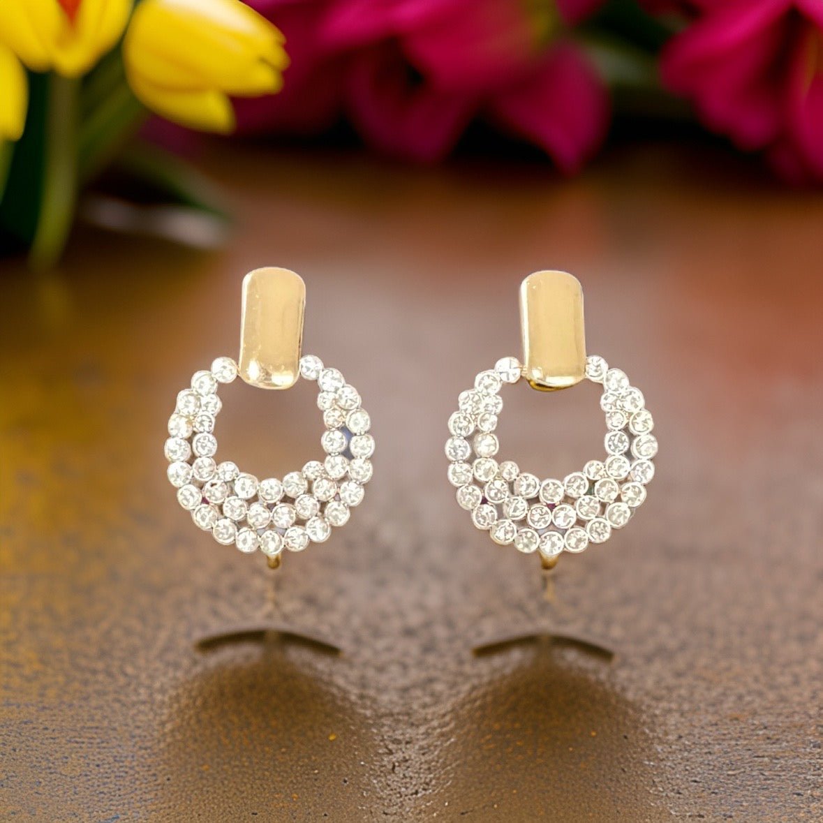 Rhinestone Cluster Open Circle Earrings - Reed House of Jewels