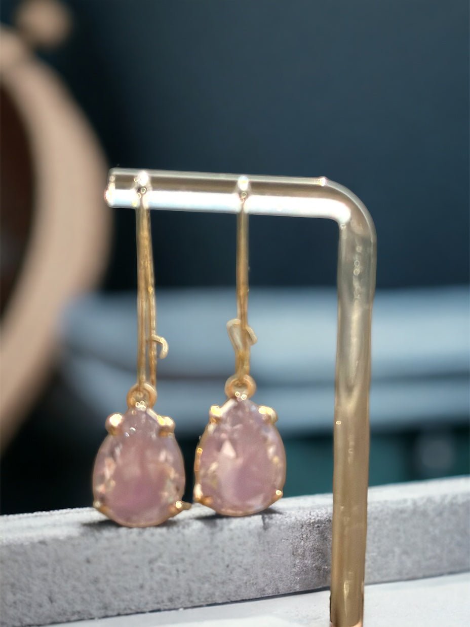 Lilac Pear Shaped Cubic Zirconia Stone Dangle Earrings - Reed House of Jewels