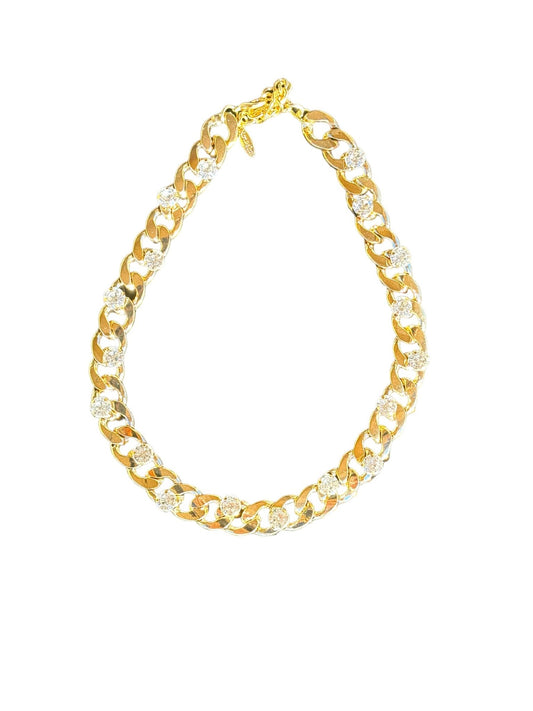 Cuban Link Chain and Large Crystal Necklace - Reed House of Jewels