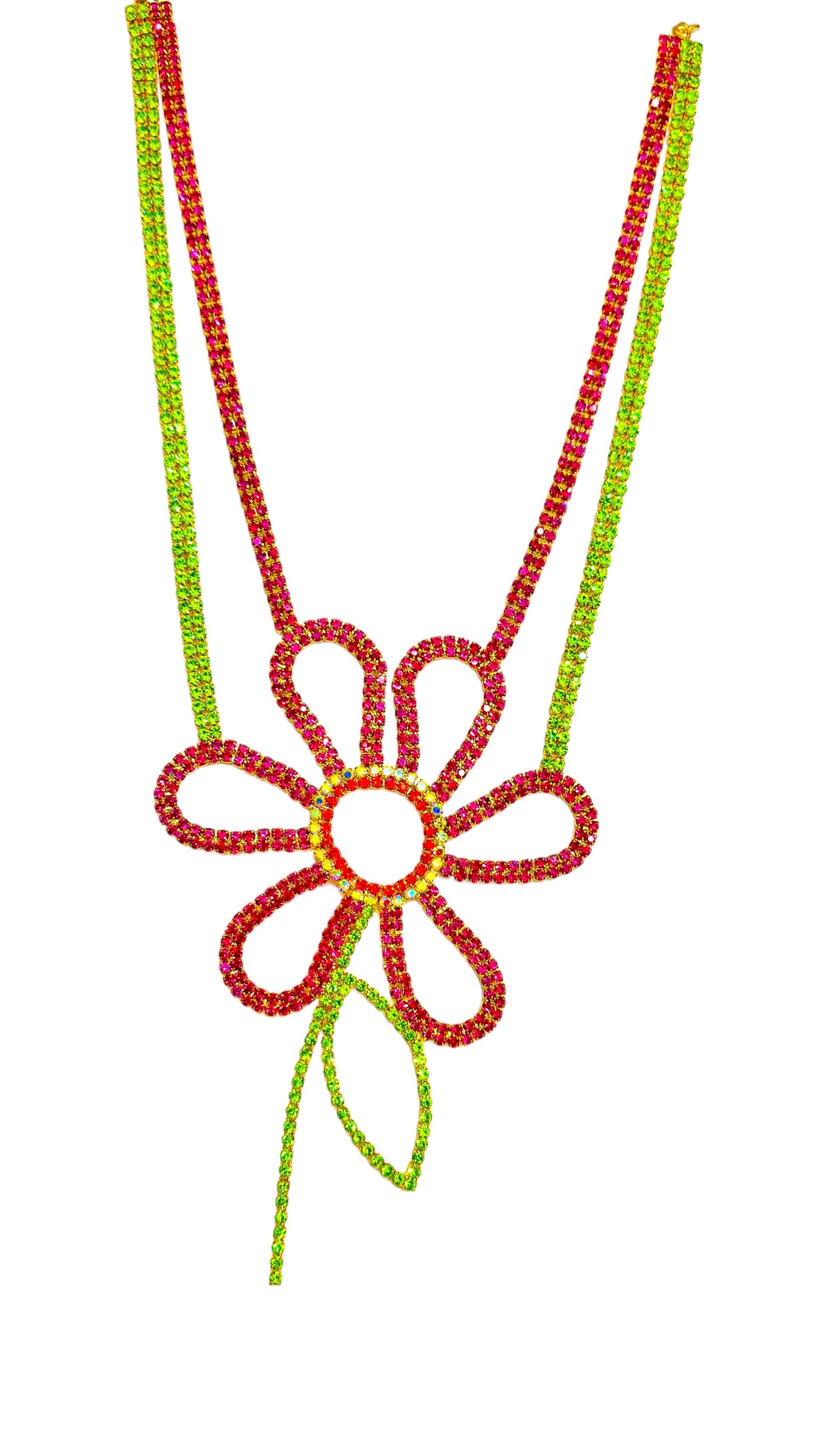 Spring Colorful Flower Rhinestone Necklace