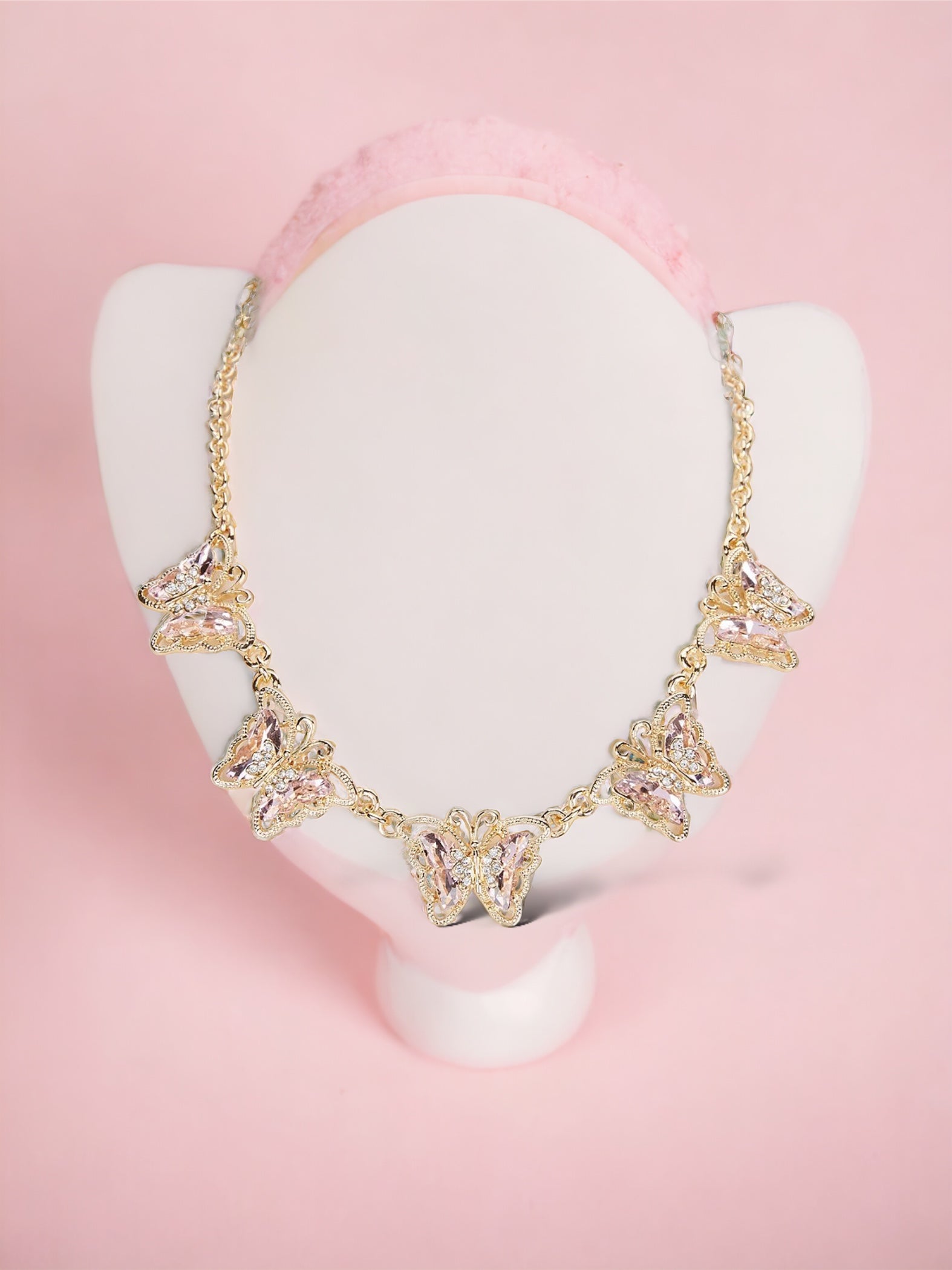 Crystal Blush Butterfly Collar Necklace - Reed House of Jewels