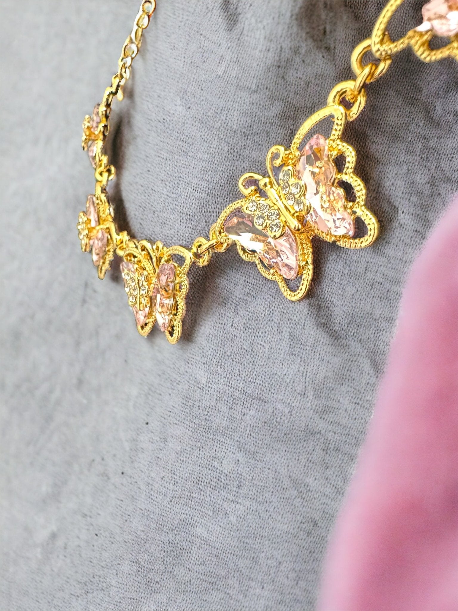 Crystal Blush Butterfly Collar Necklace - Reed House of Jewels