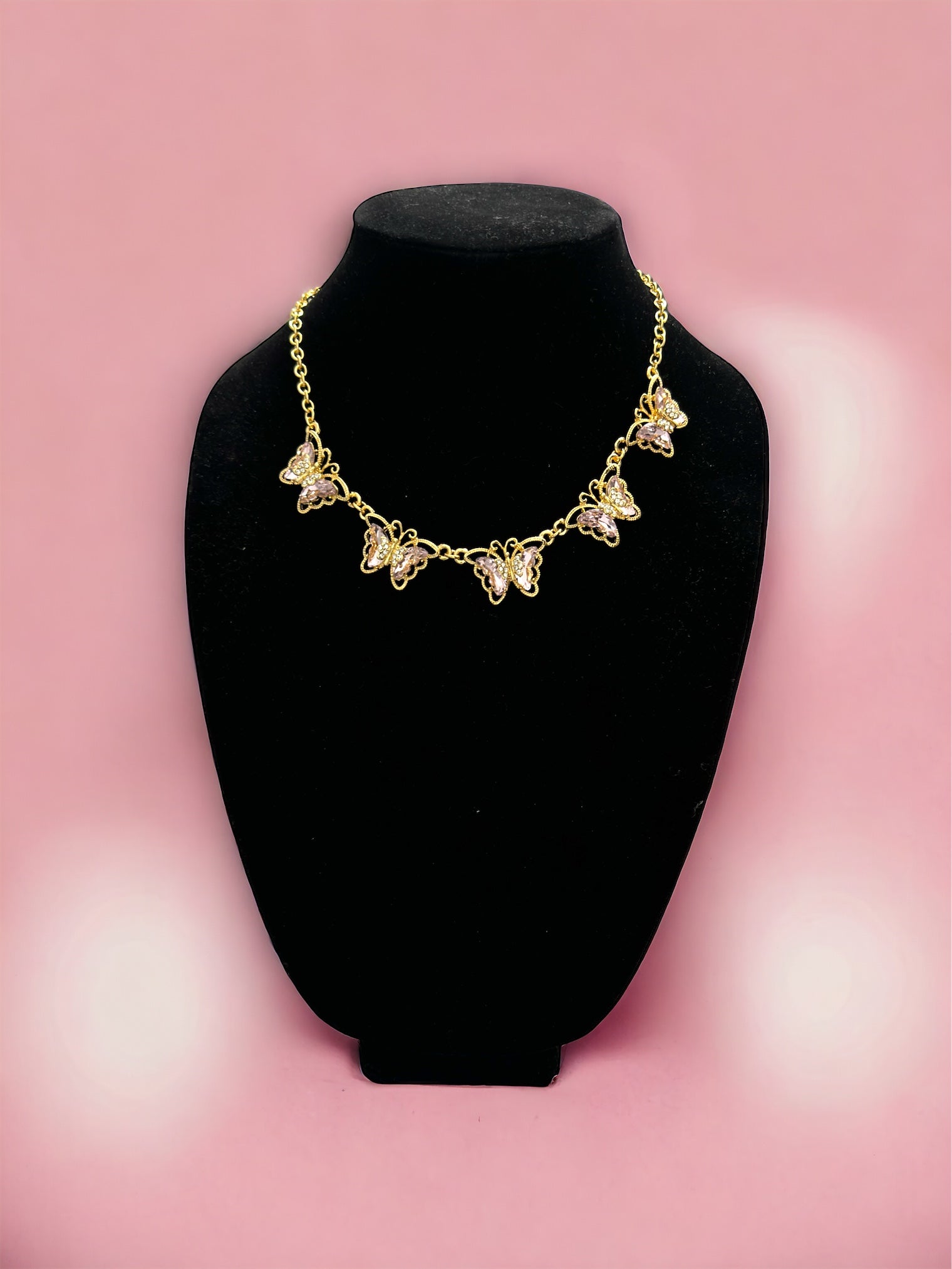 Crystal Blush Butterfly Collar Necklace - Reed House of Jewels