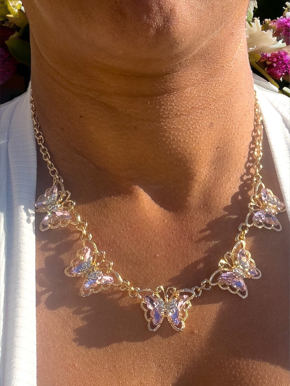 Crystal Blush Butterfly Collar Necklace - Reed House of Jewels