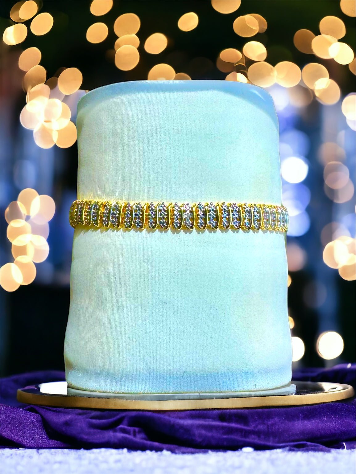 Bracket Diamond Accent 7.25 Inch Tennis Bracelet - Gold - Reed House of Jewels