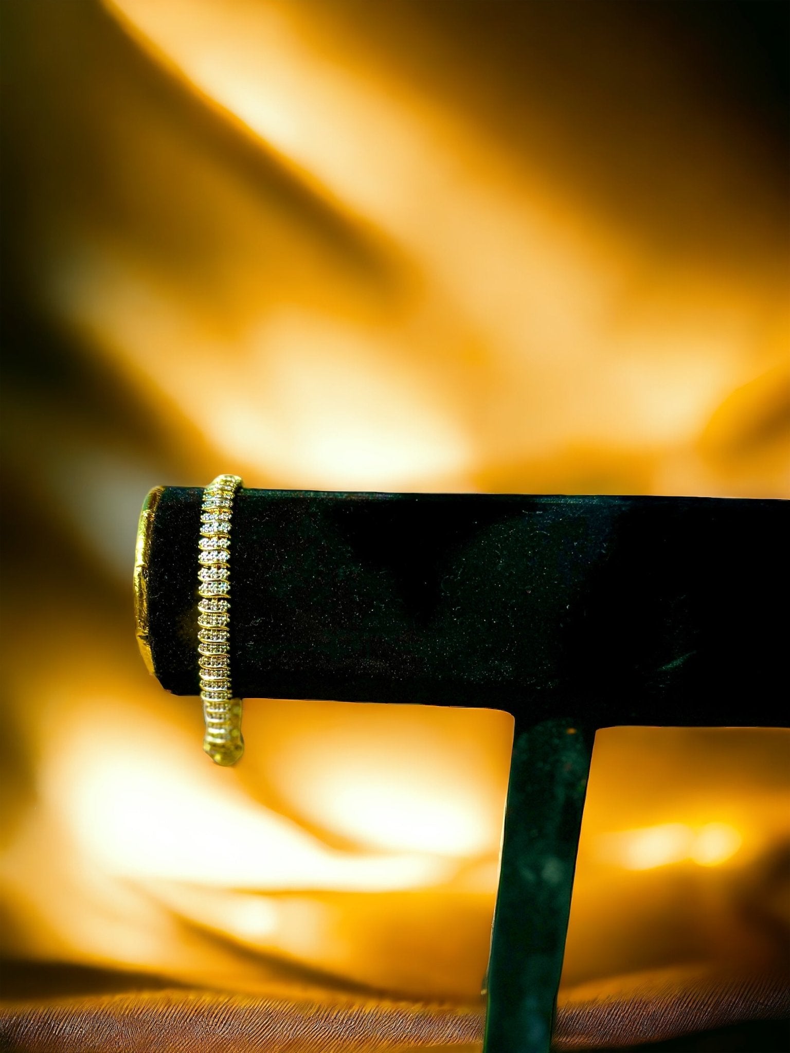 Bracket Diamond Accent 7.25 Inch Tennis Bracelet - Gold - Reed House of Jewels