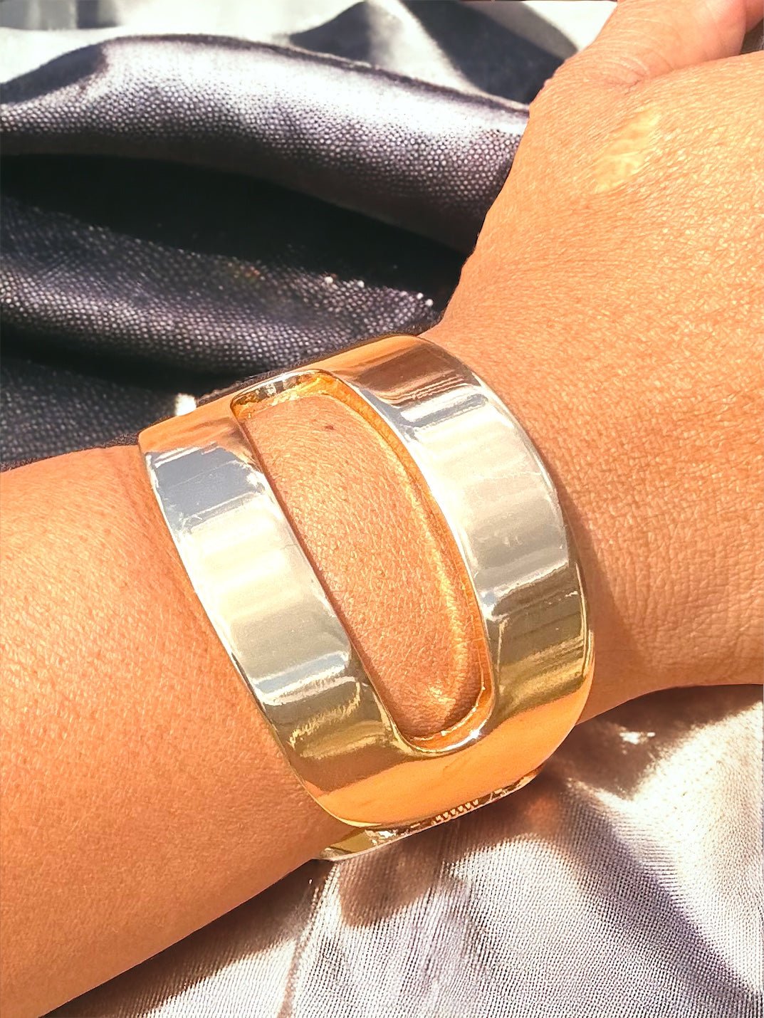 Chunky Oval High Polish Metal Cuff - Reed House of Jewels