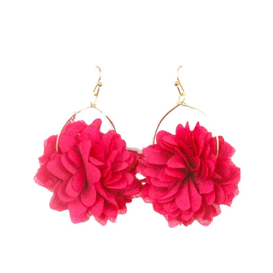 Pink Pom Floral Drop Earrings - Reed House of Jewels