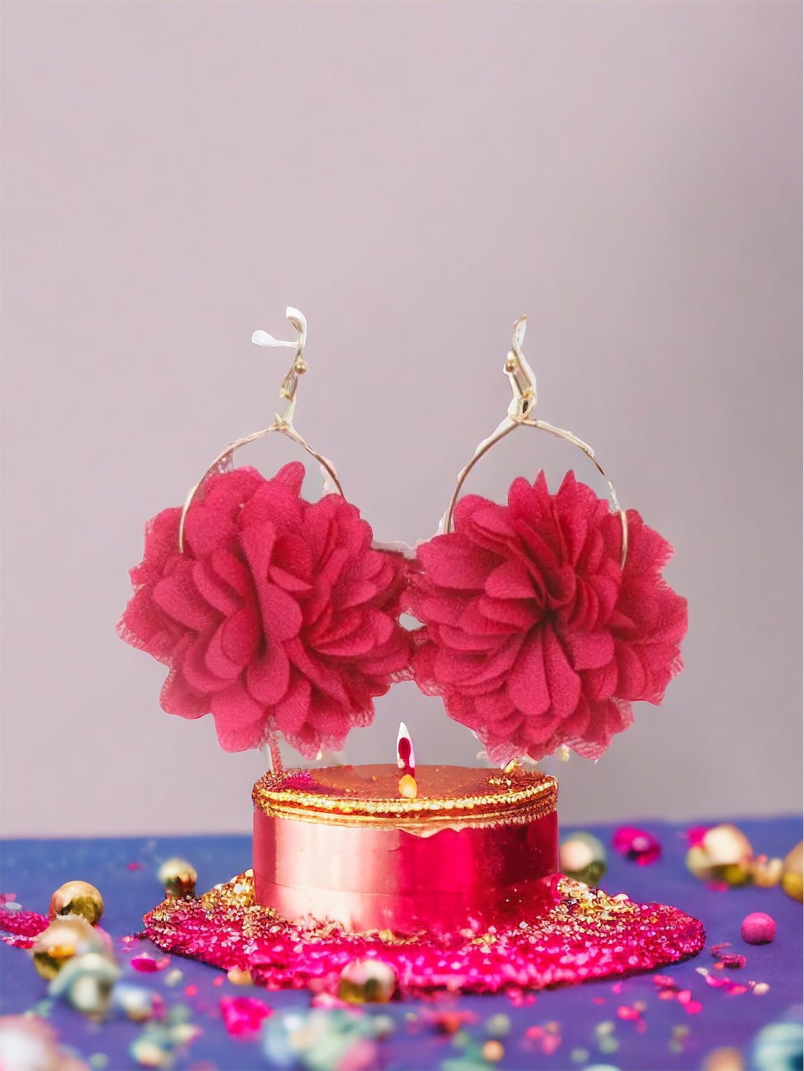 Pink Pom Floral Drop Earrings - Reed House of Jewels