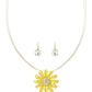 Gold Tone Coil Yellow Flower Pendant Necklace and Drop Earring Set - Reed House of Jewels