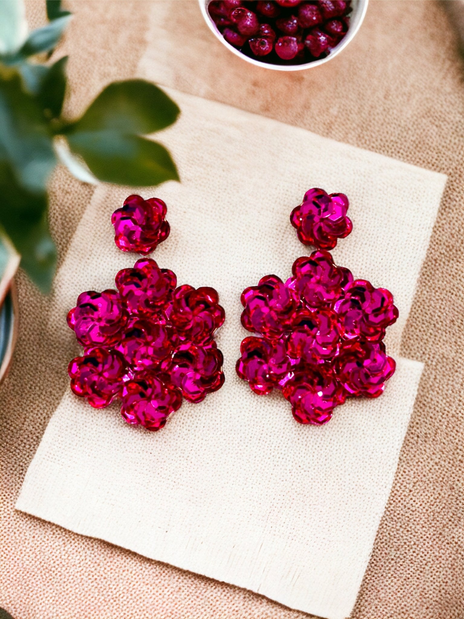 Pink Sequins Drop Earrings - Reed House of Jewels