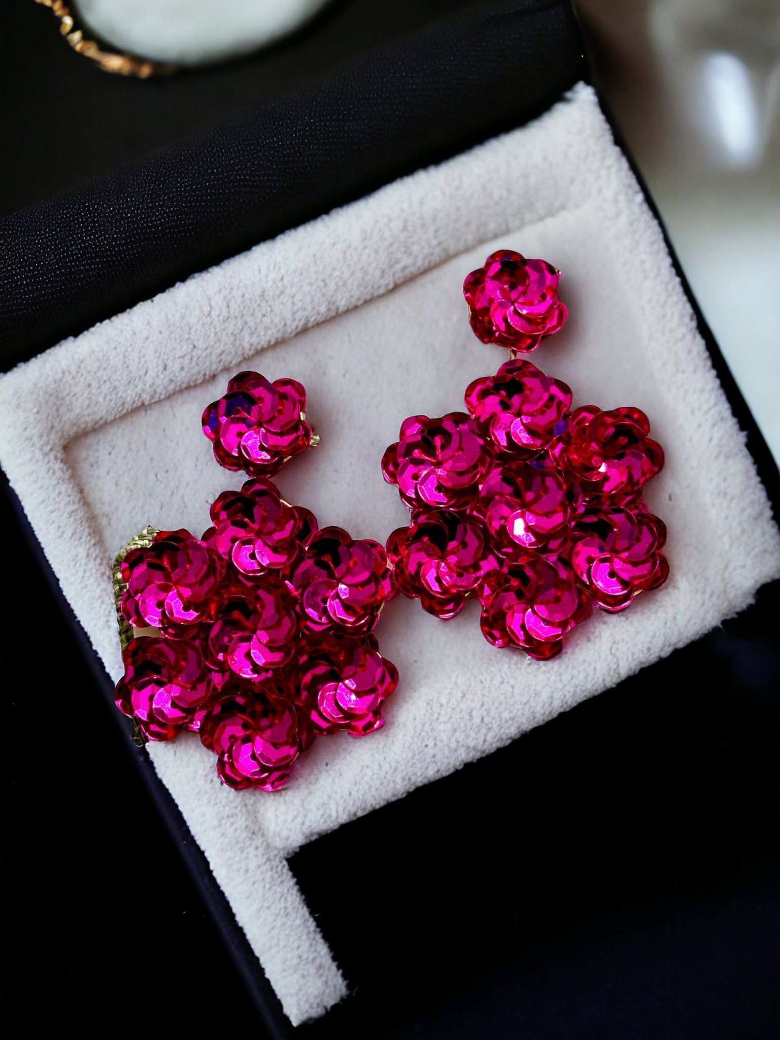 Pink Sequins Drop Earrings - Reed House of Jewels