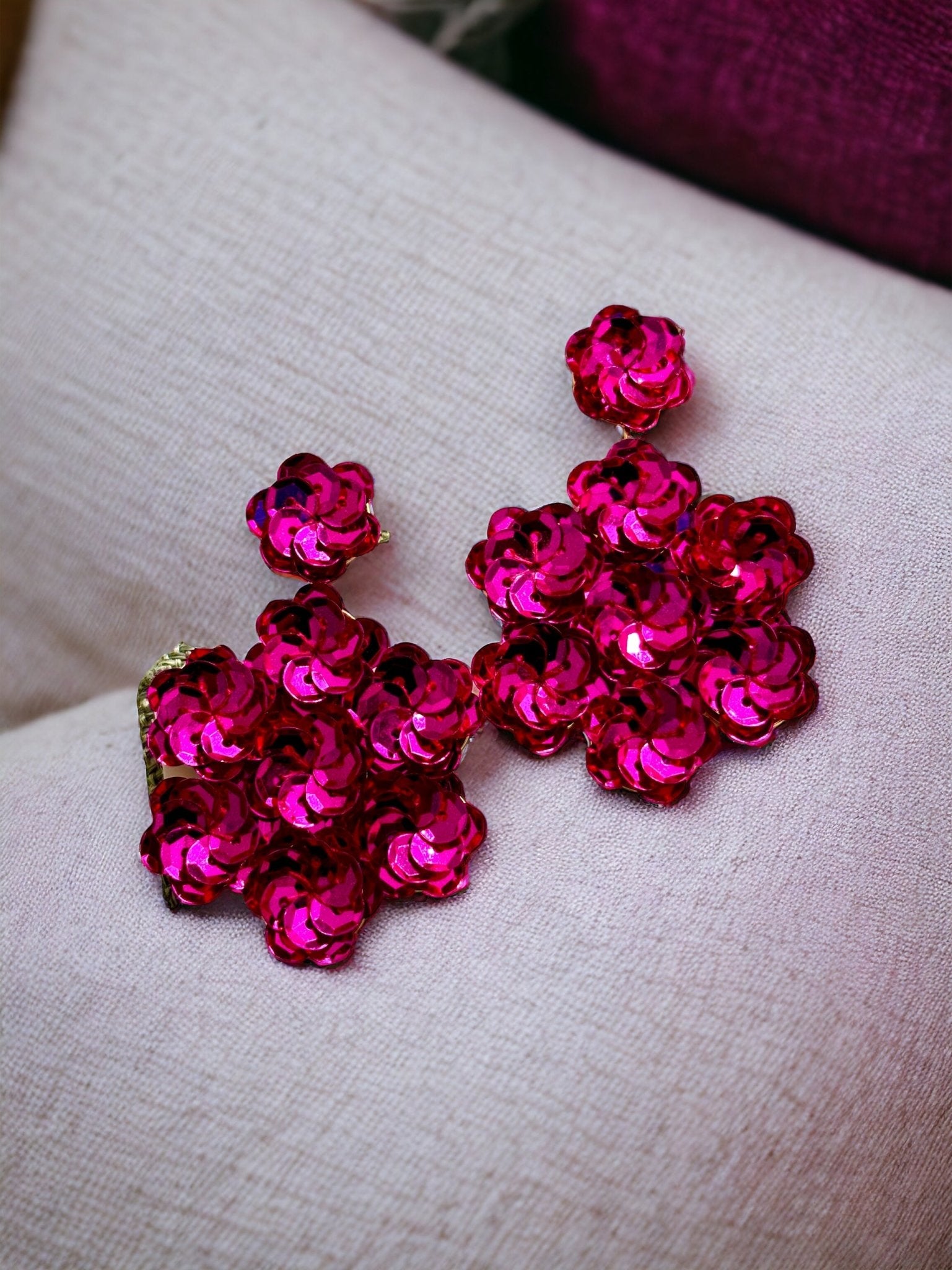Pink Sequins Drop Earrings - Reed House of Jewels