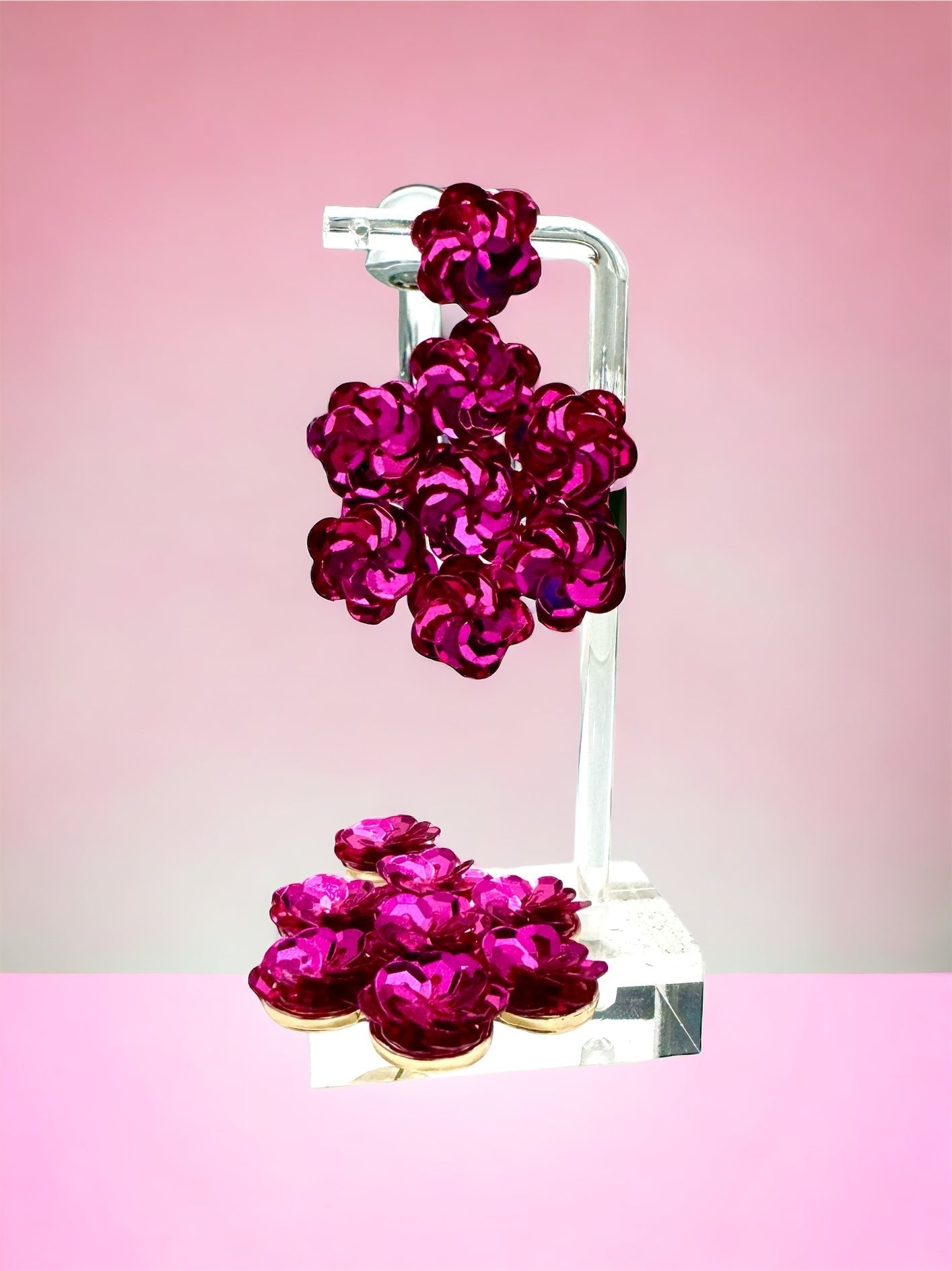 Pink Sequins Drop Earrings - Reed House of Jewels