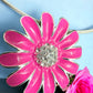 Silver Tone Coil Pink Flower Pendant Necklace and Drop Earring Set - Reed House of Jewels