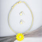 Gold Tone Coil Yellow Flower Pendant Necklace and Drop Earring Set - Reed House of Jewels