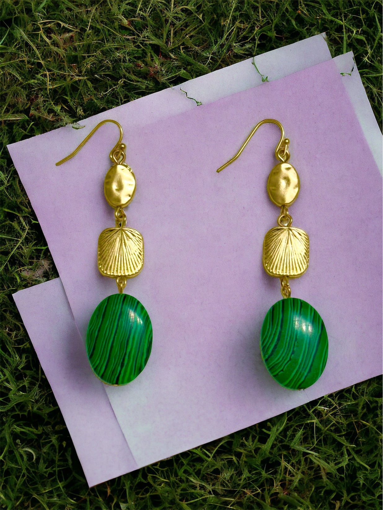 Three Drop Malachite Earring - Reed House of Jewels