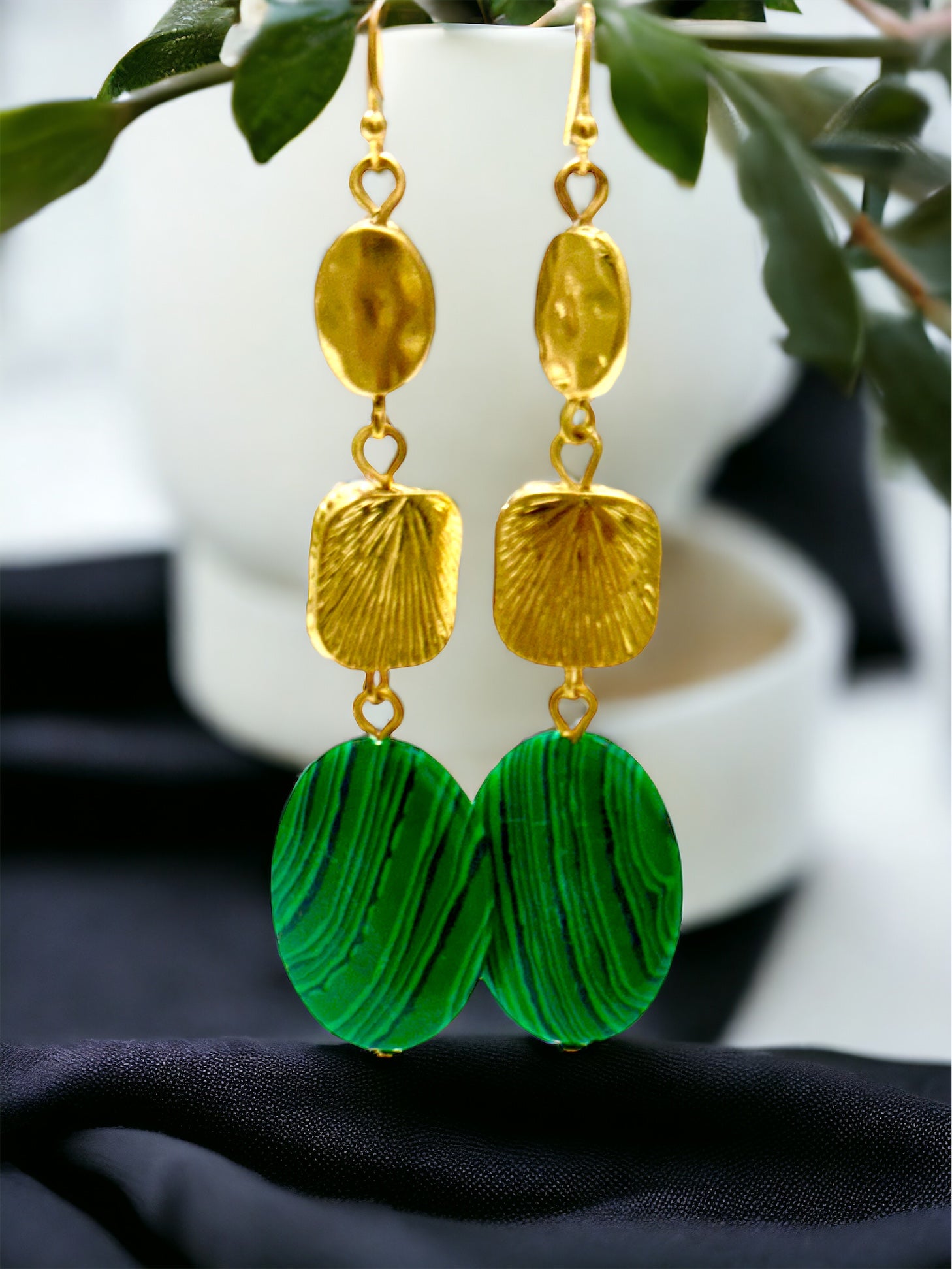 Three Drop Malachite Earring - Reed House of Jewels
