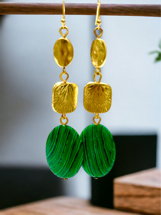 Three Drop Malachite Earring - Reed House of Jewels