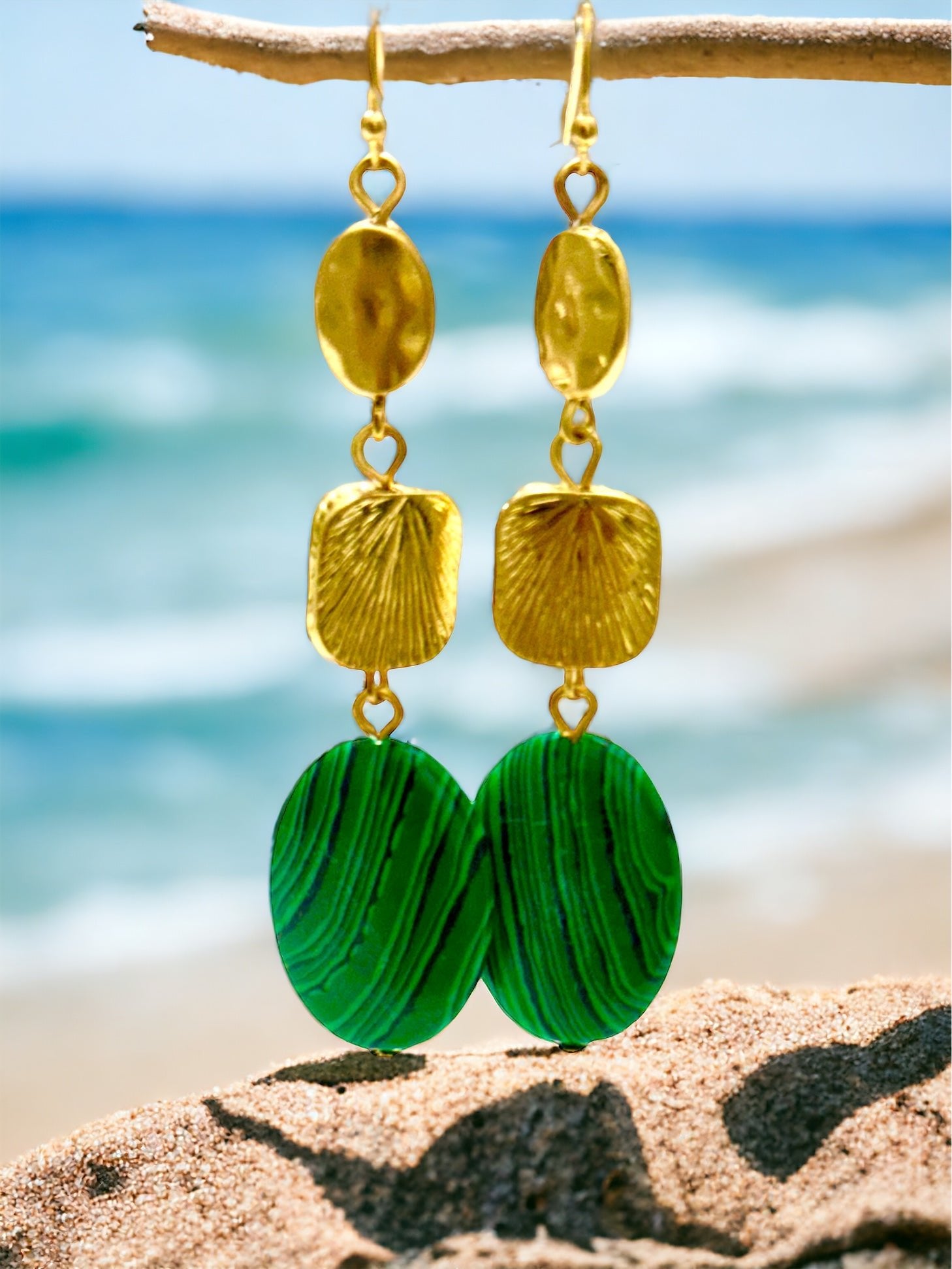 Three Drop Malachite Earring - Reed House of Jewels