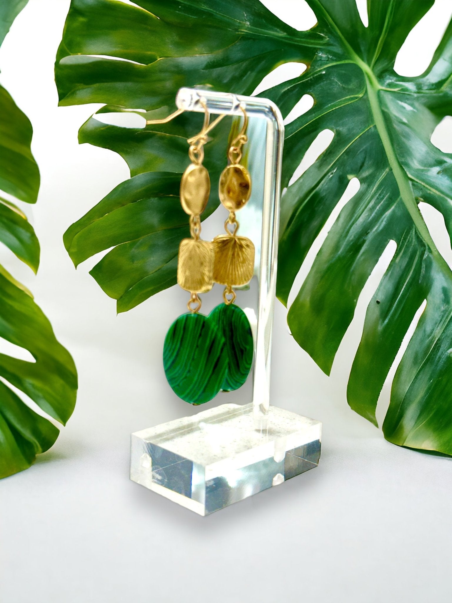 Three Drop Malachite Earring - Reed House of Jewels