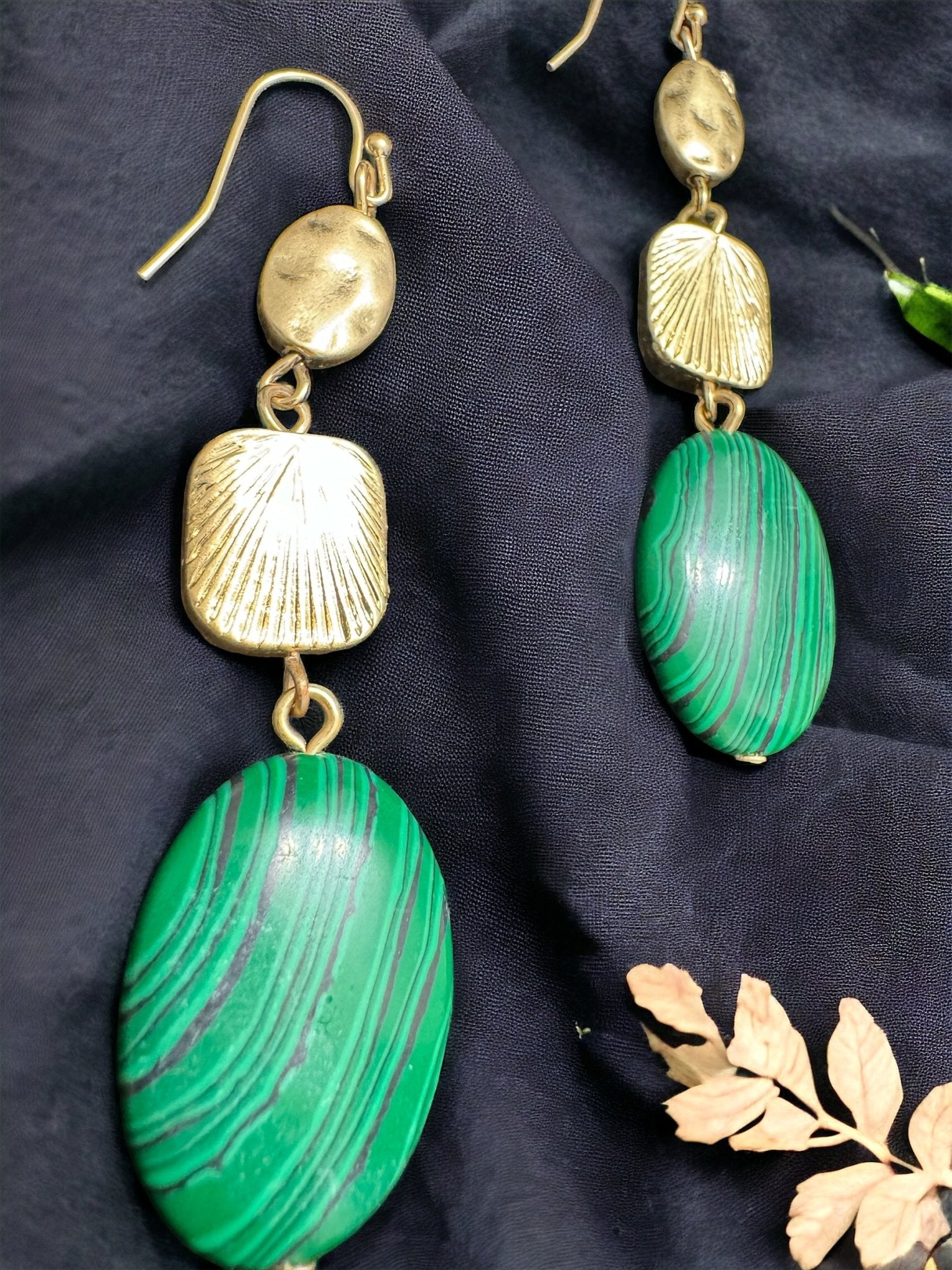 Three Drop Malachite Earring - Reed House of Jewels