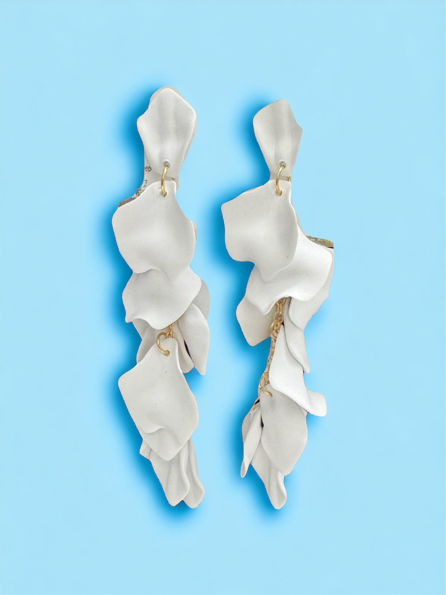 White Rose Petal Drop Earrings - Reed House of Jewels