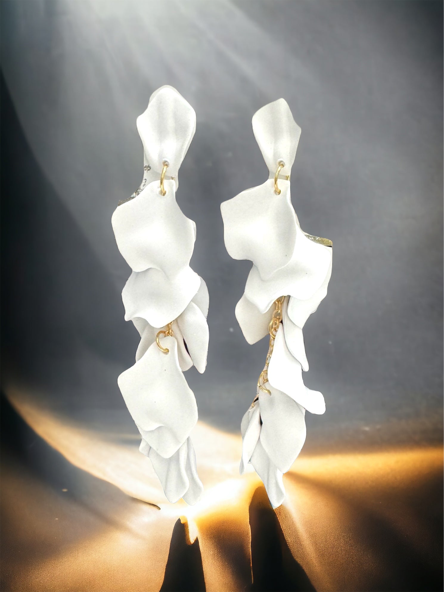 White Rose Petal Drop Earrings - Reed House of Jewels