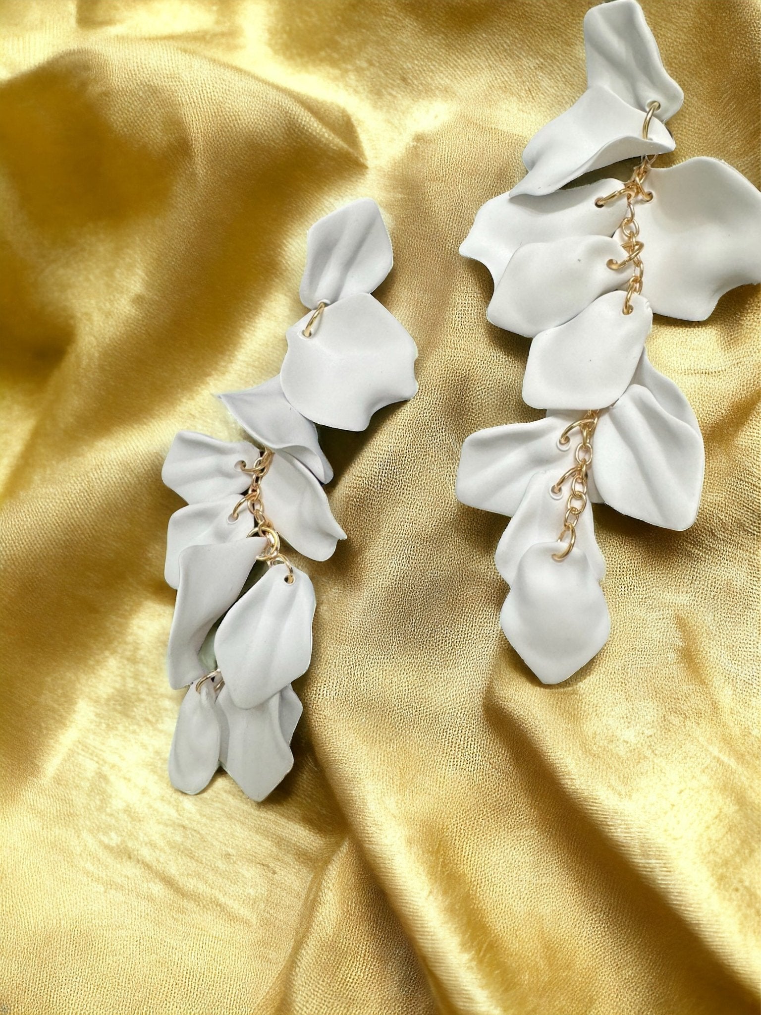 White Rose Petal Drop Earrings - Reed House of Jewels