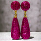 Gold Tone Pink Beaded Teardrop Earrings - Reed House of Jewels