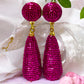 Gold Tone Pink Beaded Teardrop Earrings - Reed House of Jewels