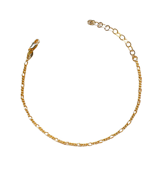 18k Gold Filled 2mm Rounded 3x1 Figaro Anklet - Reed House of Jewels