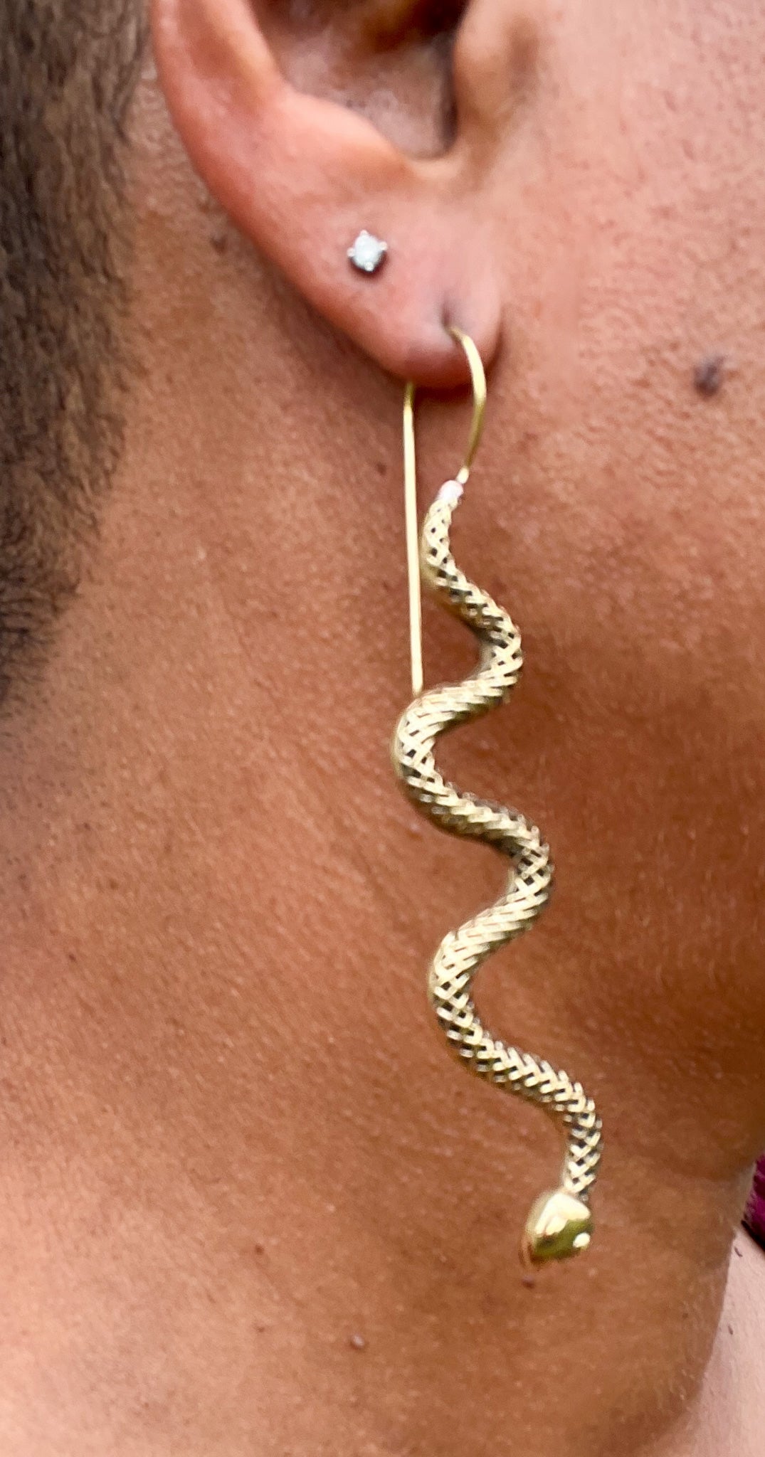 Serpent Brass Earrings - Reed House of Jewels