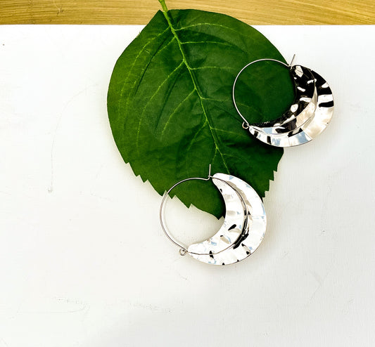 Polished Silver Winged Hoop Earrings - Reed House of Jewels