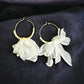 White Fabric Petals Hoop Earrings - Reed House of Jewels