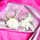 White Fabric Petals Hoop Earrings - Reed House of Jewels