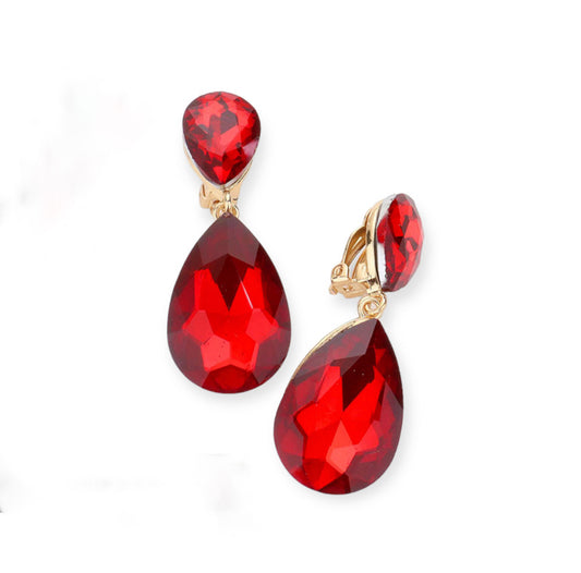 Red Crystal Teardrop Earrings - Reed House of Jewels