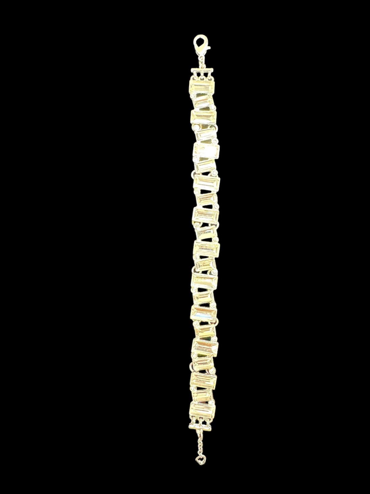 Silver - Tone Baguette Clear Stone Flex Bracelet - Reed House of Jewels