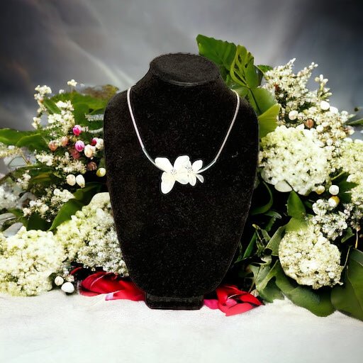Silver Tone White Floral Necklace - Reed House of Jewels