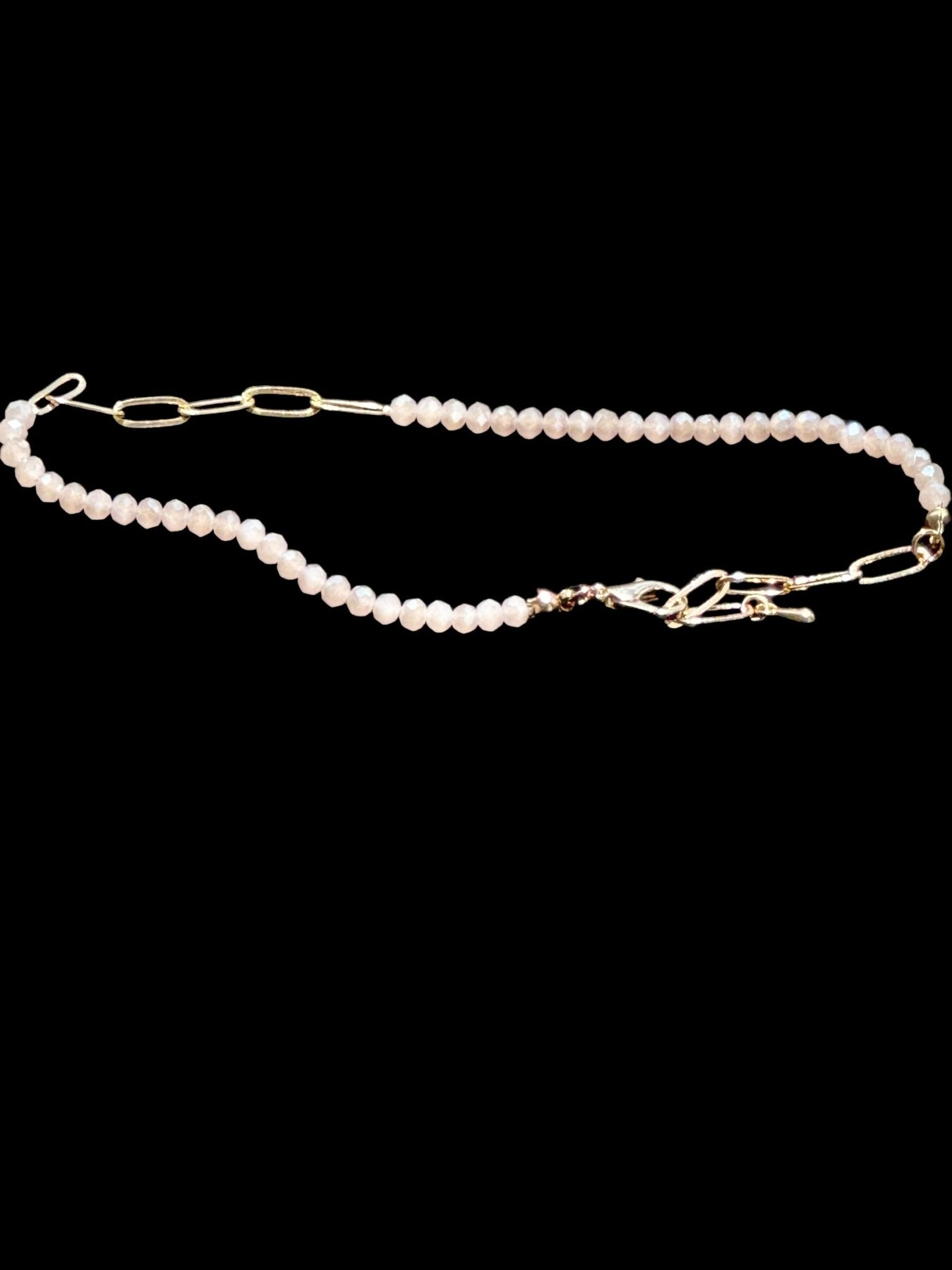 Blush Pink Crystal and Gold Tone Anklet - Reed House of Jewels