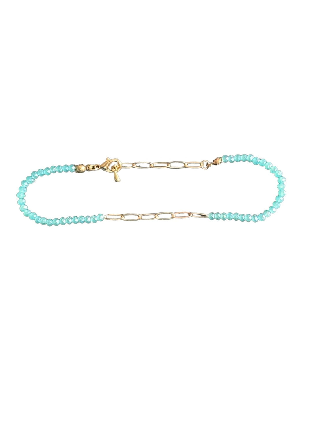 Mint Crystal and Gold Tone Anklet - Reed House of Jewels