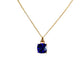 Gold Tone and Sapphire Blue Square Pendant Necklace - Reed House of Jewels