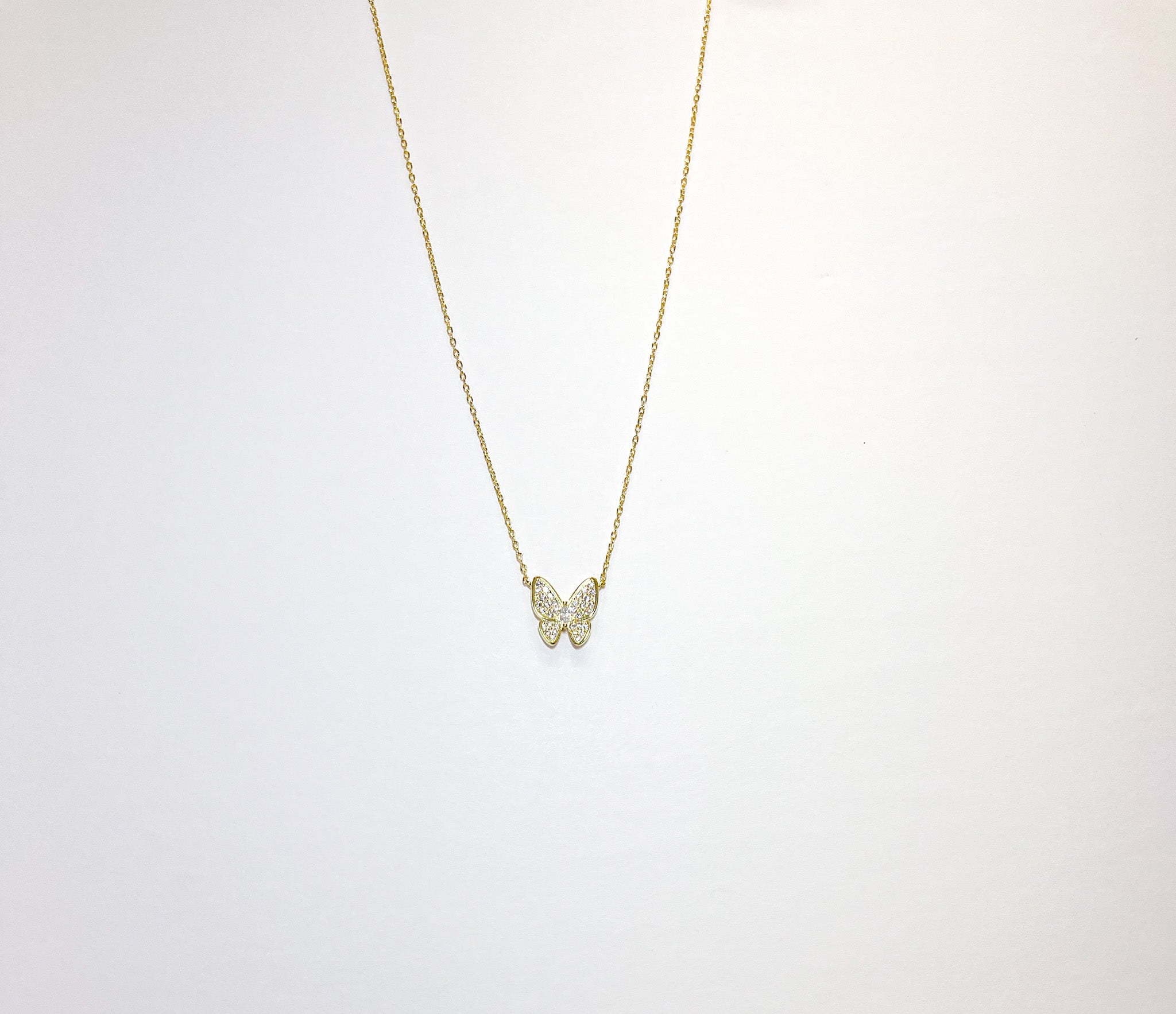 Gold Tone and Crystal Small Butterfly Necklace/Earring Set - Reed House of Jewels