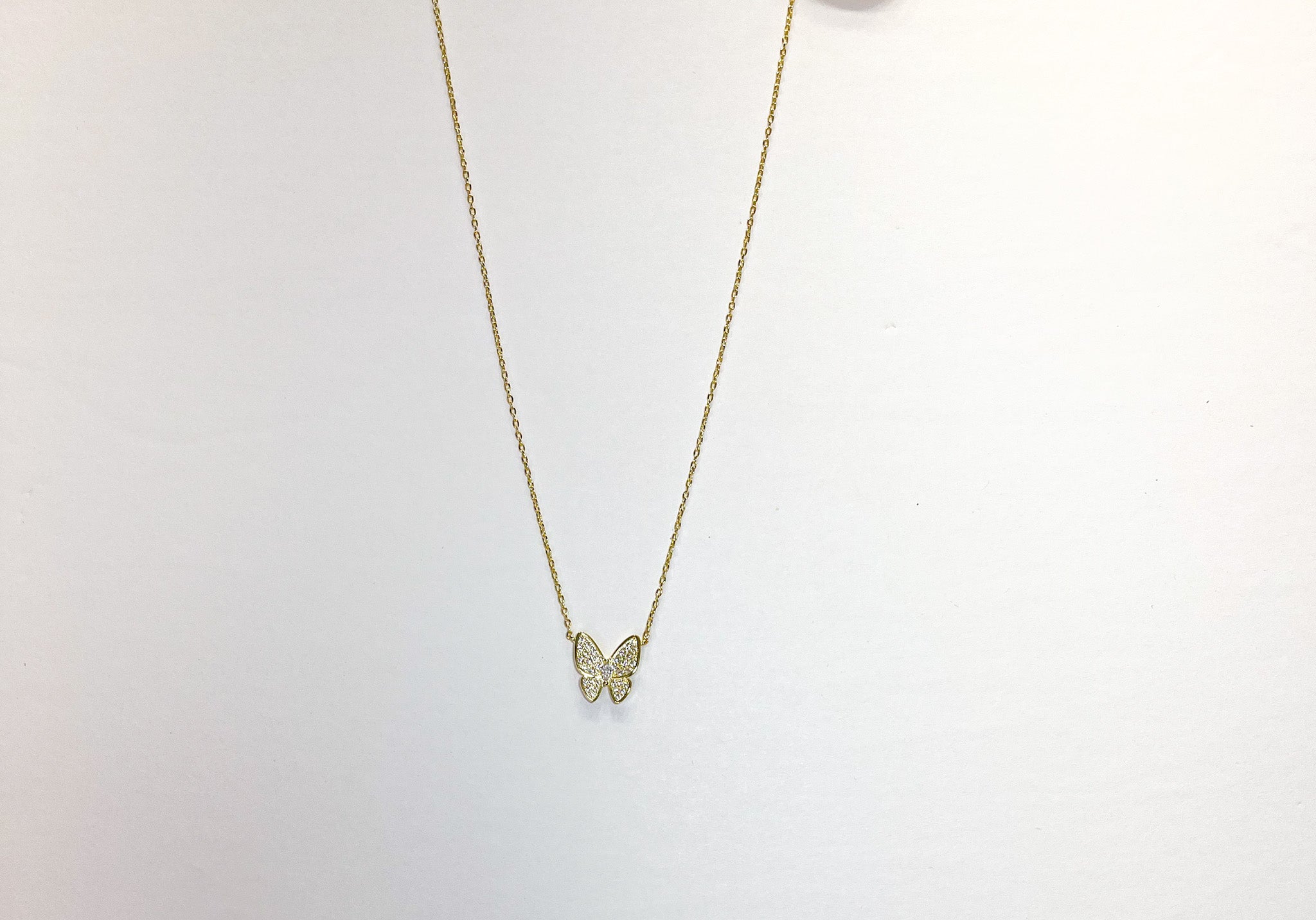 Gold Tone and Crystal Small Butterfly Necklace/Earring Set - Reed House of Jewels